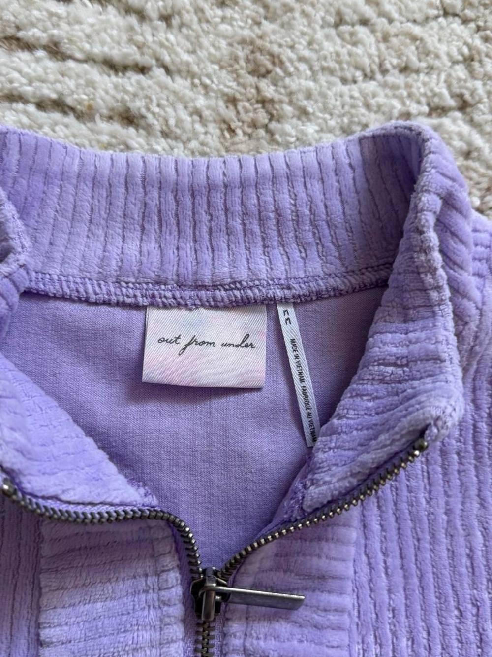 Women’s Lavender Ribbed Zip-Front Jacket - Picture 3 of 5